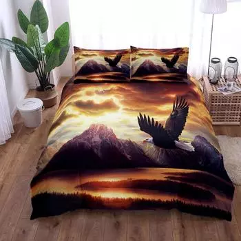 Eagle In The Fly 3D Bedding Set King Queen Double Full Twin Single Duvet Cover Pillow Case Bed Linen Set EU single(135x200cm)