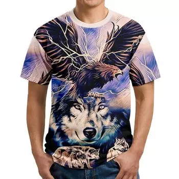 Eagle Super Large Мужская футболка с 3D-принтом и коротким рукавом из полиэстера Повседневный топ в стиле хип-хоп Лето XS