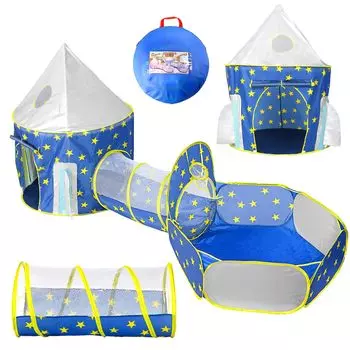 EagleStone Ball Pool Indoor Ball Tunnel Детская палатка Игрушка Детская секретная база Игровое оборудование для дома Детский домик Набор из 3 предметов с сеткой Воздухопроницаемый Складной