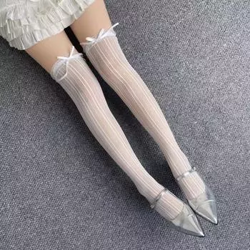Ealstic Sexy Stockings For Women Black Line Print Stay Up Tights Thigh High Stockings Sexy Lingerie Nude Mesh Pantyhose Hosiery one size