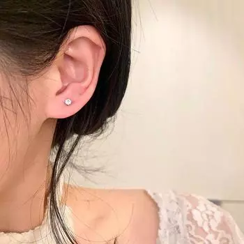 Ear-Caring Bi Medical Titanium Steel Flash Diamond Ear Bone Stud Small and Delicate Ear Stud Female Earrings Sleep No Need to Take off Earrings 3mm pure white single pack