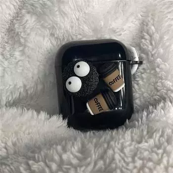 Earbuds Case 2 Generation 3 Generation Silicone Protective Case Fun AirPods Drop-Resistant Box Female Airpodspro2 Soft Case Transparent 5 Generation AirPods4 Stereo Coke Coal [Black]]