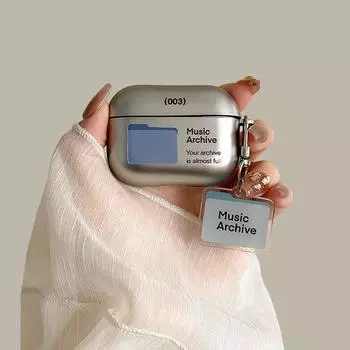 Earbuds Case 2 Generation Silver 3 Generation Silicone Pro Niche Style Spoof Artsy Airpodspro Second Generation Drop-Resistant New Arrival Soft Case Apple Airpods Pro Music folder + same pendant