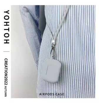 Earbuds Case Airpods4 Generation One-Piece Silicone Soft Case Airpodspro2 Generation for Apple AirPods Pro Protective Case Neck Rope Airpods3 Blue Apple AirPods4 Gray + lanyard