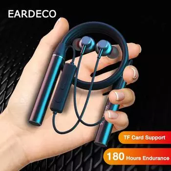 EARDECO 180 часов выносливости Bluetooth наушники с шейным ремешком бас беспроводные наушники шейные стерео наушники телефонная гарнитура с микрофоном TF