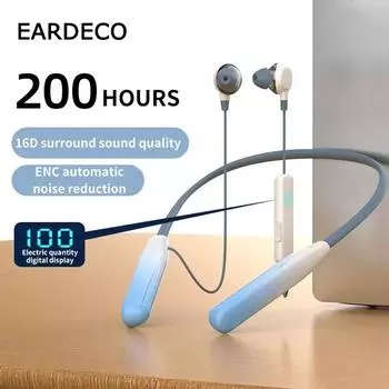 EARDECO 200 часов воспроизведения, беспроводные наушники, стерео Bluetooth-наушники, басовый звук, спортивные наушники, Bluetooth-гарнитура с микрофоном