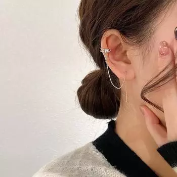 Earline, Earbone Clip, Интегрированные серьги, Женский дизайн с длинной кисточкой, Популярная мода и простые серьги золотой