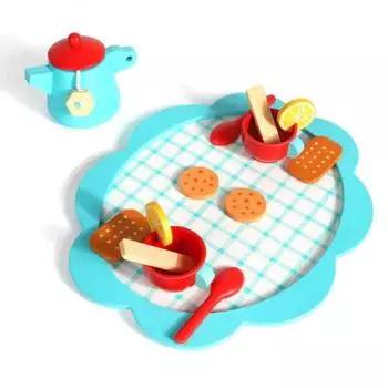 Early Educational Tea Set Play Toy Wooden Pretend Play Kitchen Set Kids Gifts розовый