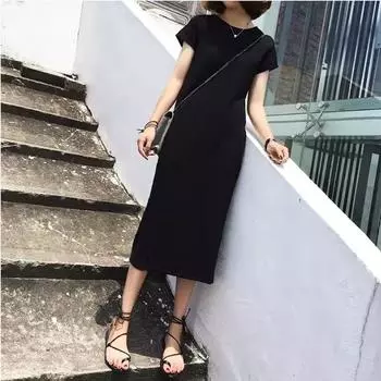 Early Spring Black Slim Fit Inner Wear Small Size Dress Black does not split 4XL