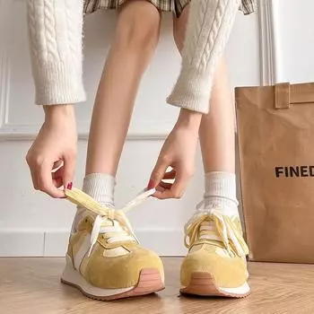 Early spring classic lightweight moral training shoes women s shoes platform 2025 spring and autumn new retro height-increasing casual sports shoes 35 бежевый