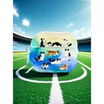 Earphone Sleeves Women New Chinese Airpodspro2 Earphone Shell Four Generation Wireless Bluetooth Headset Protective Cover 3 Generation Soft New Apple AirPods Watercolor Cat Apple Headset