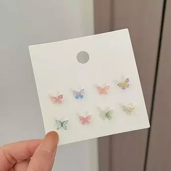 Earring Jewelry Alloy Acrylic Butterfly Stud Earrings For Women разноцветный