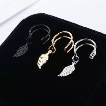 Серьги Стильные полые U-образные металлические серьги-гвоздики без пирсинга чёрный