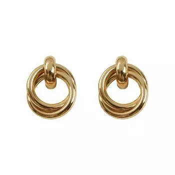 Earrings Fashion Earrings Textured Double Layer Metal Wrapped Earrings Factory Direct Supply [Special Offer]