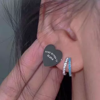 Earrings Niche Design Classy Ear Ring Ear Bone Ring Circle 925 Sterling Silver Stud Earrings for Women Ins Zircon Blue Earrings Zircon blue ear buckle one