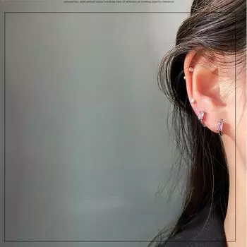 Earrings Super Flash Temperament Women Earring Ear Buckle Korean Style Earring Hoop Earrings B