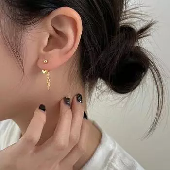 Earrings To Nourish Ear Piercings To Sleep Without Removing Niche Designs Love Tassel Rear Hanging Earrings