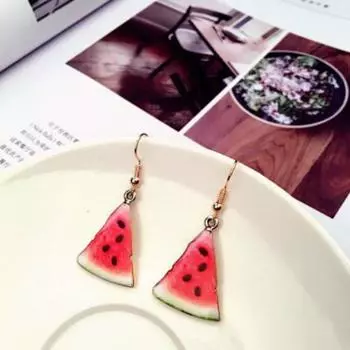 Earrings Watermelon Earrings Kiwi Earrings Pendant Summer Fruit Jewelry ARI розовый