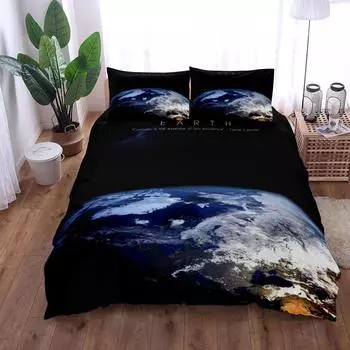 Earth Planet Duvet Cover Set King Queen Double Full Twin Single Size Bed Linen Set EU single(135x200cm)