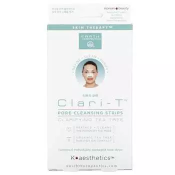 Earth Therapeutics, очищающие полоски для пор Clari-T, очищающее масло чайного дерева, 6 полосок для носа