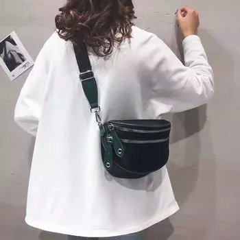 Easiest for Match Fashion Zipper Good-looking Water Repellent Crossbody Bag Black