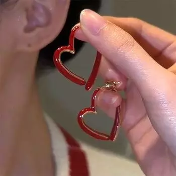 Easiest for Match Unique Square and round Face Special-Interest Design Women s Earrings Red
