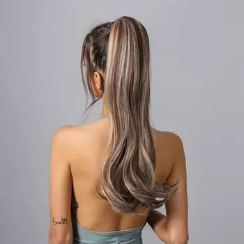 EASIHAIR Длинные волнистые вьющиеся волосы на заколке в хвосте Наращивание волос Синтетический конский хвост Накладные волосы Коричневые платиновые накладные афро-шиньоны Парик