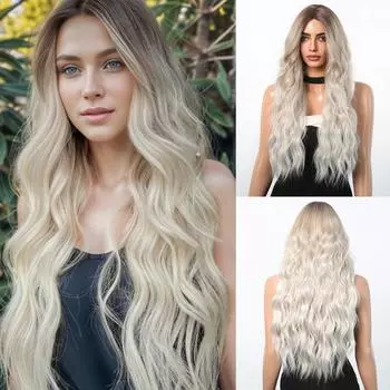 EASIHAIR коричневый платиновый Ombre синтетические парики для женщин длинные белые натуральные волосы волнистые парики косплэй женский парик термостойкие