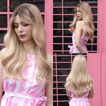 EASIHAIR с длинным телом волнистые синтетические парики блондинка омбре парики из натуральных волос для женщин с челкой косплей-парики термостойкие
