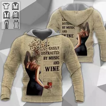 Easily Distracted By Music 3D All Over Printed Hoodies Streetwear Casual Unique For Women s Hoodie/Sweatshirt/Zipper Hoodies S