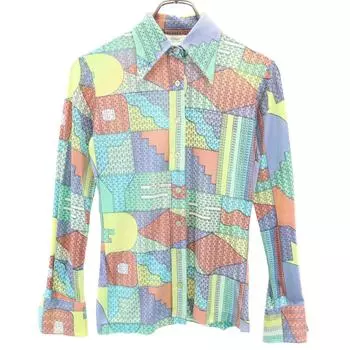 EAST 70s vintage Overall handle Long sleeve shirt Green system stretch Women Used