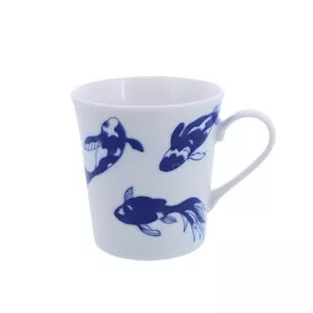 EAST table Кружка 330 мл, цвет: японский синий, легкая столовая посуда, золотая рыбка, сделано в Японии, можно использовать в микроволновой печи, можно мыть в посудомоечной машине 13-034-03