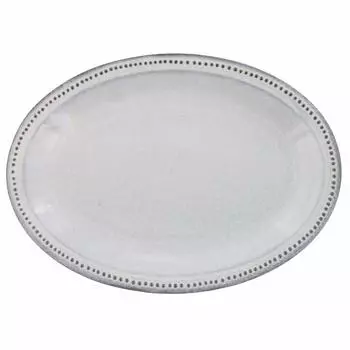 EAST table Овальная тарелка Dot Oval Plate 24 см Керамика Black Soil White Glaze Сделано в Японии Подходит для микроволновой печи Можно мыть в посудомоечной машине Большая тарелка IC-022-01
