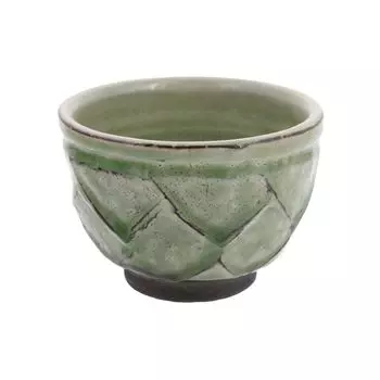 EAST table Tea bowl Black clay Stone wall carving Hiwa Made in Japan Microwave safe 12.7cm 813-002-04