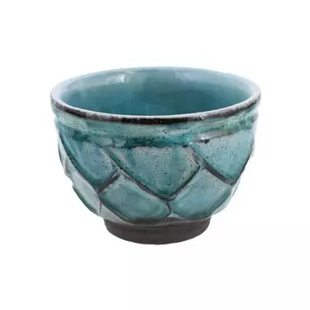 EAST table Tea bowl Black clay Stone wall carved Made in Japan Microwave safe 12.7cm Trkiye 813-002-01