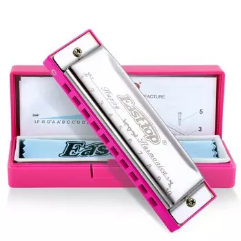 East top Губная гармошка блюзовая губная гармошка для начинающих C Key 10 Holes Губная гармошка для начинающих, детей, студентов, подарок (розовый)