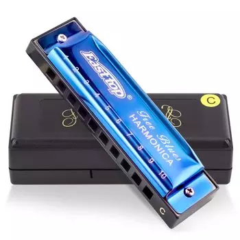 East top Harmonica Blues Harmonica 10 Holes Harmonica C Key 10 Holes Harmonica Stainless Steel Cover Diatoni