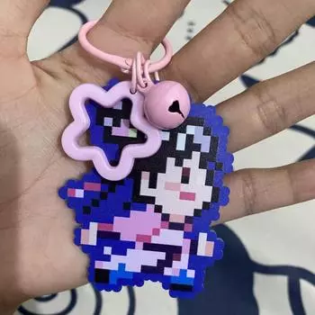 Easten Fantasy Pixel Figure Keychain Acrylic Cartoon Figures Pendant Female Lady Girl Style A