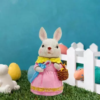 Easter Bunny Figurine Statue Creative Decorative Resin Sculpture Decoration for Lawn Umbrella