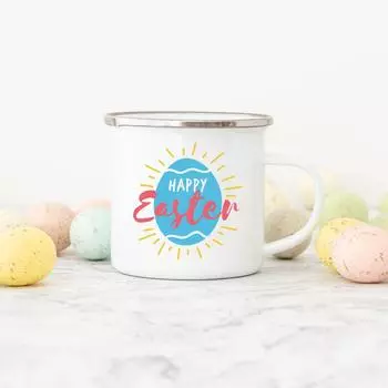 Easter Camping Mug Enamel Coffee Cup Drink Juice Water Dessert Cocoa Milk Handle Cup Best Original and Fun Gifts In Easter 360ml