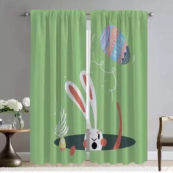 Easter Celebration Anti-mosquito Curtains for Camera Elegant Room Curtains 2 Pieces Partition Halloween Decoration Shades Living W50xH70cmx2pcs-CL