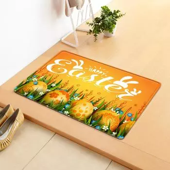 Easter Door Mat Eggs Bunny Teal Blue Entrance Doormat Front Door Mats Outdoor Indoor Kitchen Mat Non-Slip Bathroom Rugs Decor 40x60cm 16x24inch