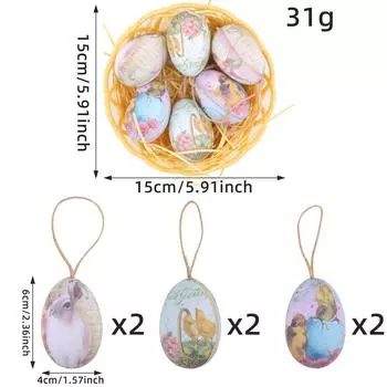 Easter Egg Pendant Diy Woven Basket Painted Egg Decoration Resurrection Egg Flower Basket Prop Ornament HH3-28 Rabbit chick a type