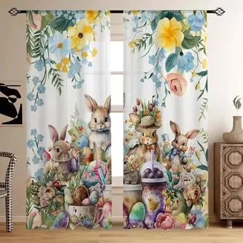 Пасхальное яйцо кролик семья мультфильм пасхальный принт шторы для гостиной оконные шторы занавески домашний декор 50Wx60H(CM)x1Piece&Hook