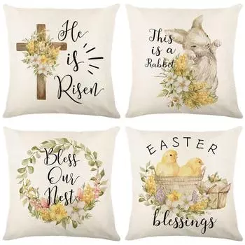 Подушка для пасхального стола с рисунком кролика из мультфильма, наволочка для диванной подушки, наволочка для домашней гостиной, наволочка без наволочки 45*45cm