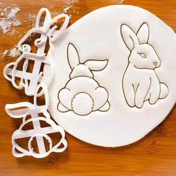 Easter Rabbit Cookie Embossed Mold Cute Yoga Bunny Fondant Cake Biscuit Cutter Mold For Happy Easter Party Decor DIY Baking Tool