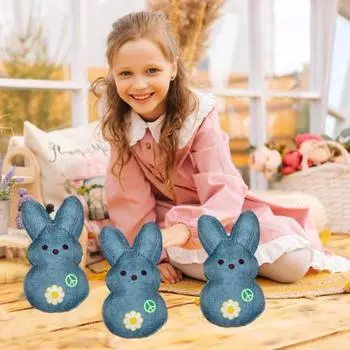 Easter Rabbit Plush Toy Cartoon Flower Bunny Plushie Stuffed Cloth Animal Comfort Doll