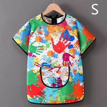 Easy Clean Art Bibs Waterproof Baking Bibs Durable Short-sleeved Painting Apron S1
