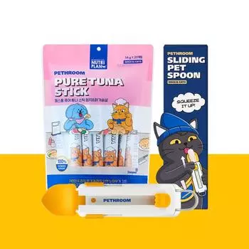 Легкий набор для кормления собак и кошек Ложка Churu + Палочка из чистого тунца (Тунец и куриная грудка_20 шт.) набор 1P