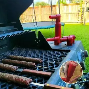 Easy Kebab Maker Ручная форма для кебаба Мясо Колбаса Инструмент для самостоятельного приготовления шампура Пресс-машина для кебаба Гаджет для гриля и барбекю красный
